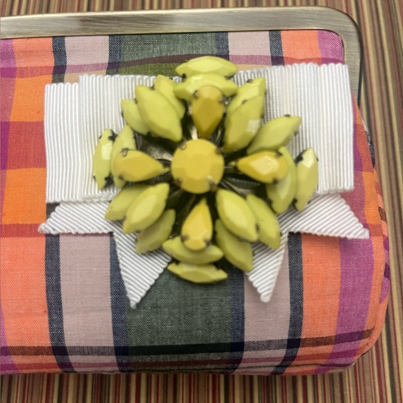 NWT J.Crew Jeweled Madras Clutch - Picture 4 of 6